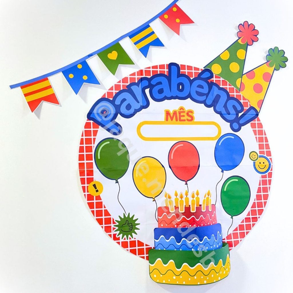 Painel de Aniversário - Tema Cores - Loja das Profs