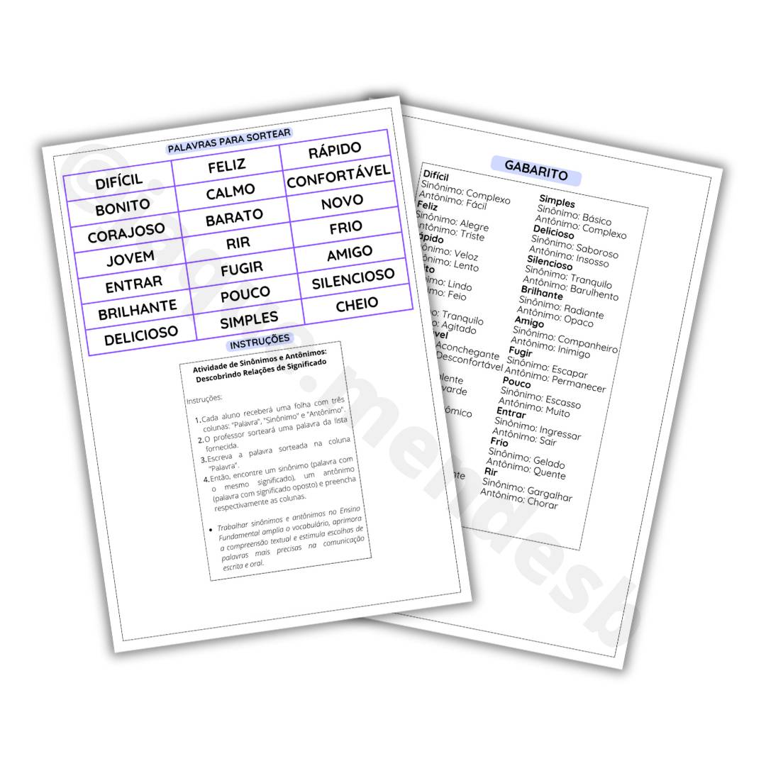 Plano de aula - 2º ano - Identificando sinônimos e antônimos